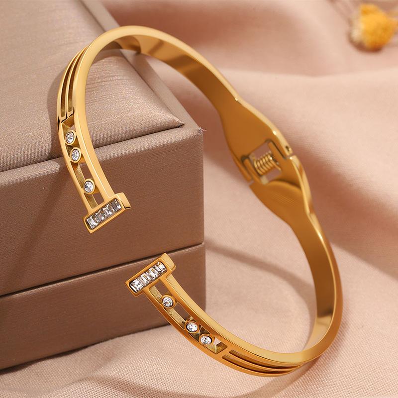 European and American Versatile Light Luxury T-shaped Sliding Opening Bracelet