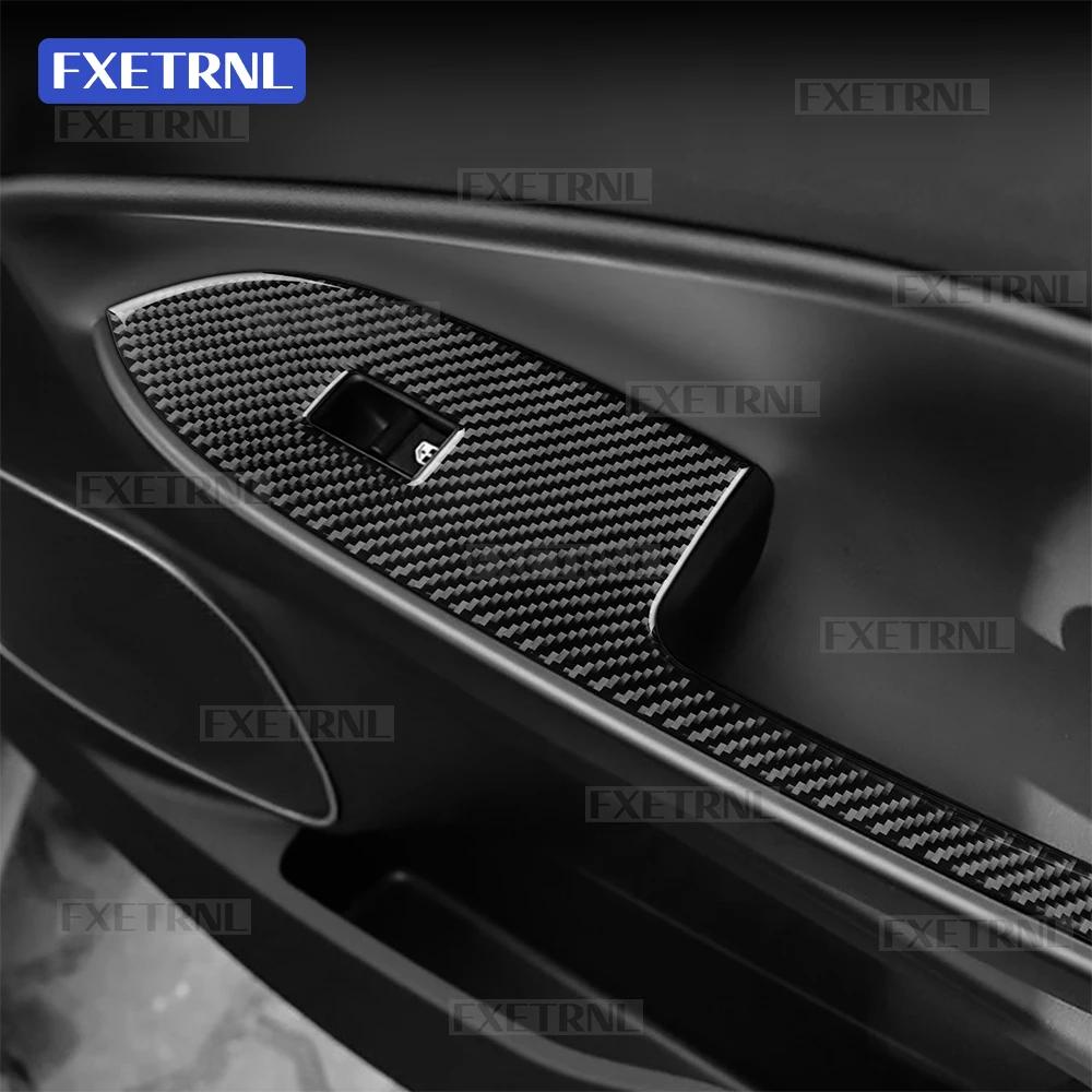 Real Soft Carbon Fiber Car Window Lift Switch Panel Sticker For Alfa Romeo Giulietta 940 2010-2015 2016 2017 2018 2019 2020 2021