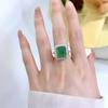 Fashion 18K White Gold Emearld Cut 5CT 10*12MM Gemstones Ring for Women Anniversary Gift 925 Sterling Silver Jewelry