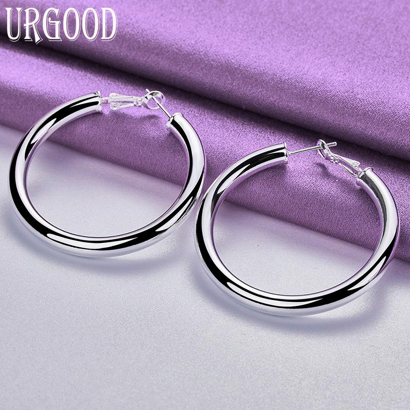 Круглые серьги из стерлингового серебра 925 пробы диаметром 50 мм Романтические украшения