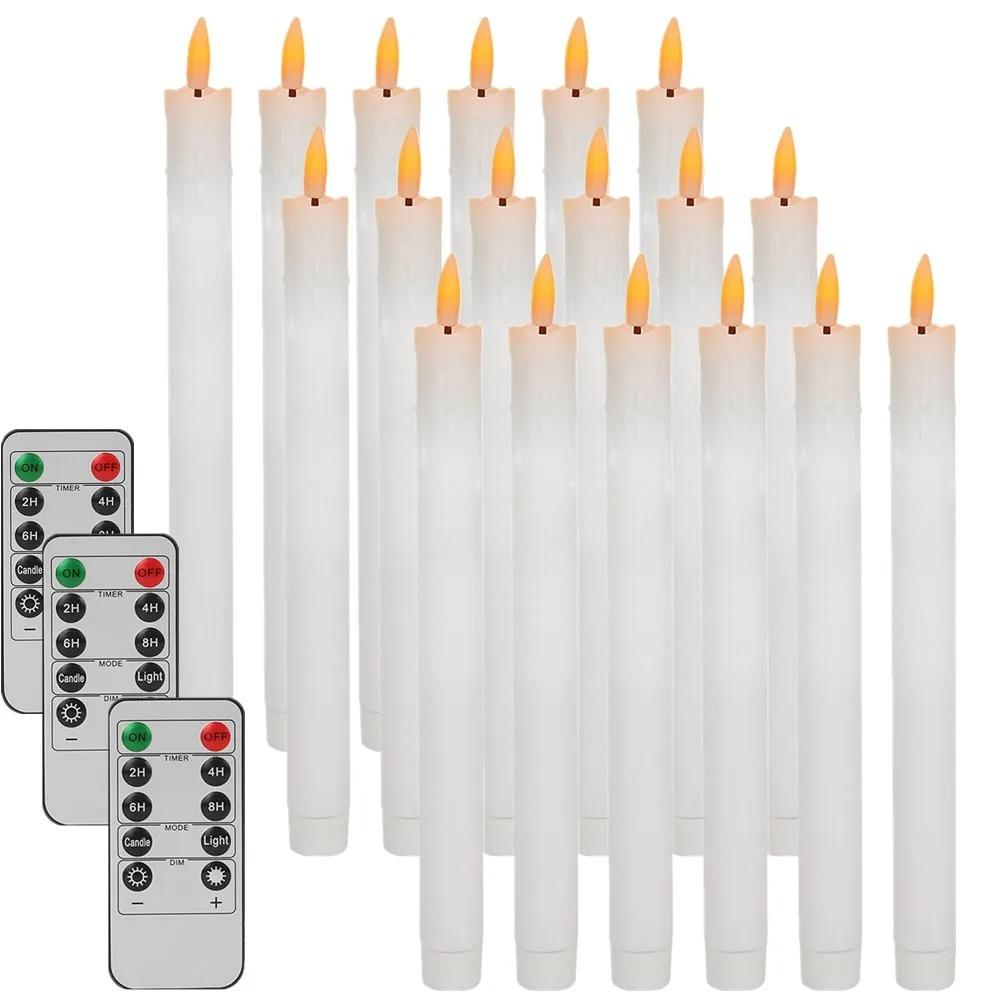 Flameless Flickering Taper Candles With/without Remote Control Timer Dimmer Battery Operated Candlesticks for Christmas Wedding