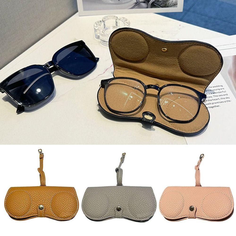 PU Leather Sunglasses Pouch with Keyring SunGlasses Holder Hanging Sunglasses  Eyewear Accessories