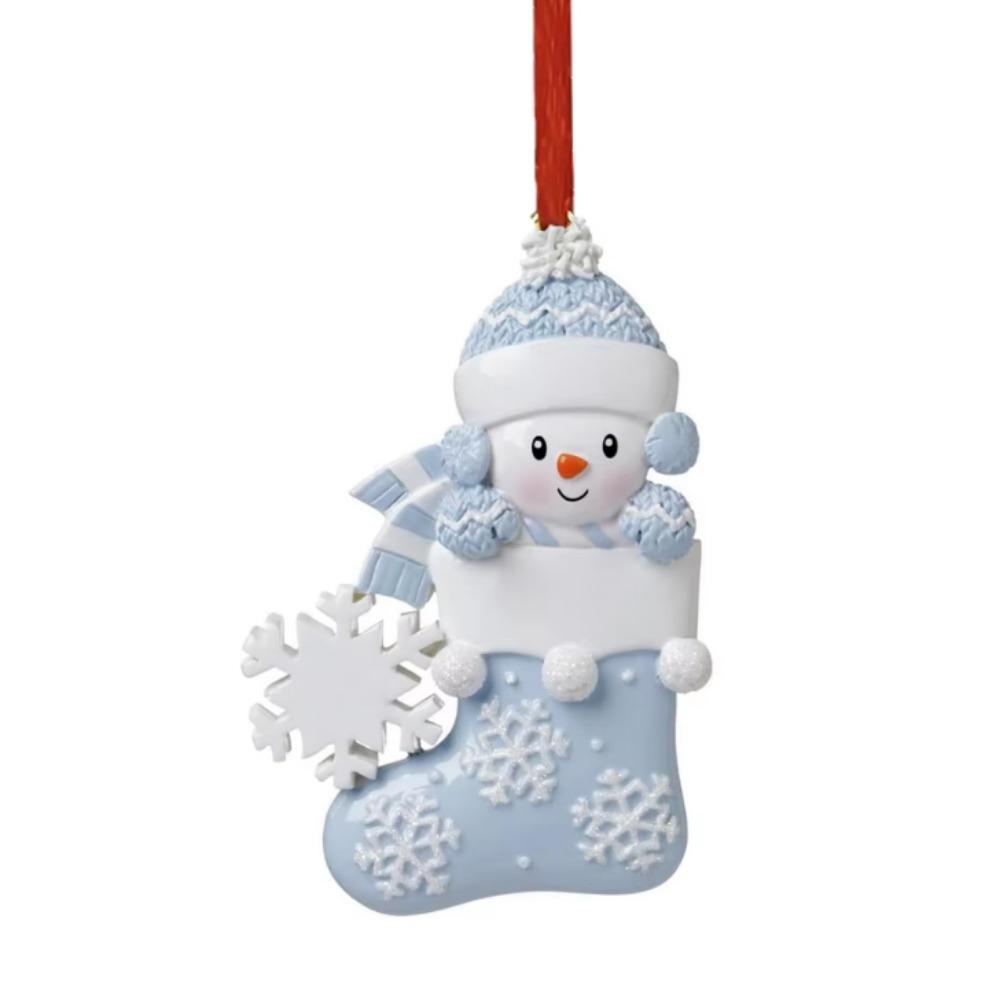 Cartoon Babys First Christmas Ornament Resin DIY Name Pendants Baby Snowman Sock Ornament Decorative Christmas Sock Pendant