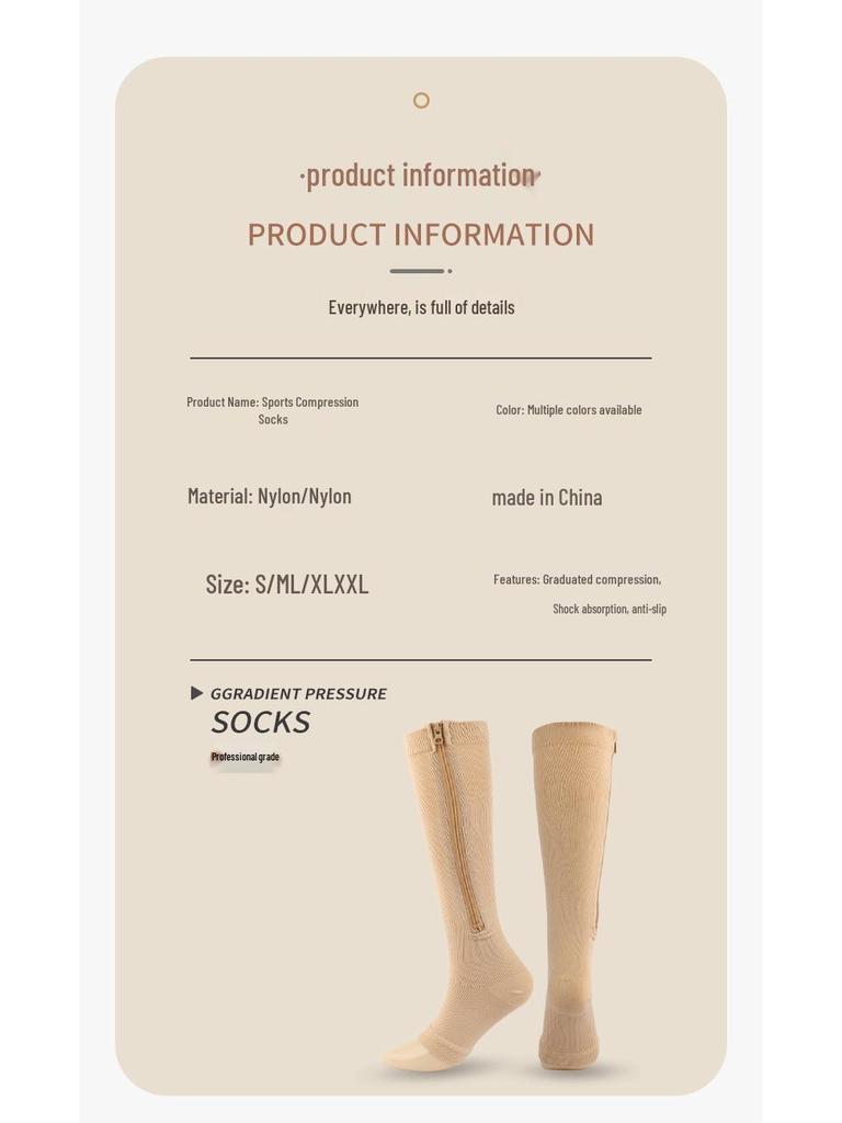 Zippered Compression Sports Socks for Varicose Veins