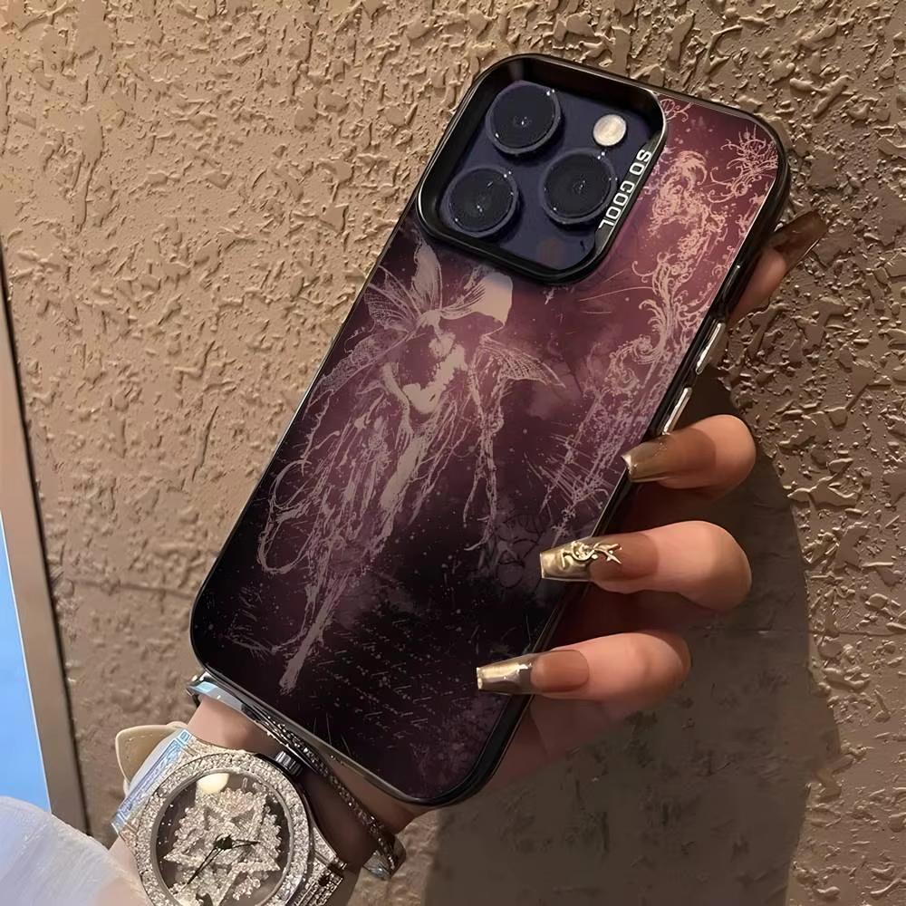 Винтажный Готский Крест Ангельский Узор Дизайн Защитный Чехол для iPhone 17 16 15 14 13 12 11 16E Серии Pro Max Plus
