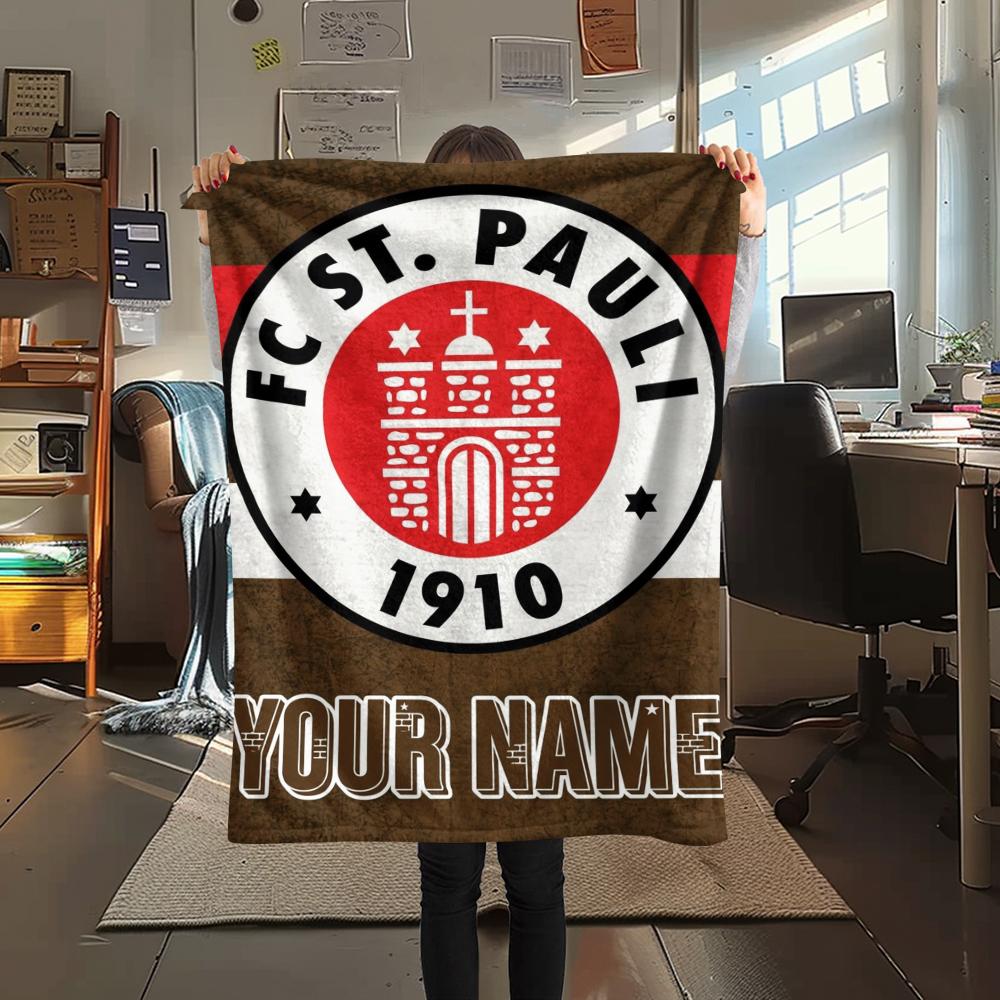 1PC Custom Name St.Pauli Patterned Flannel Blanket Suitable For All Seasons for Home Decor Warmth and Comfort Gifts Holiday Present