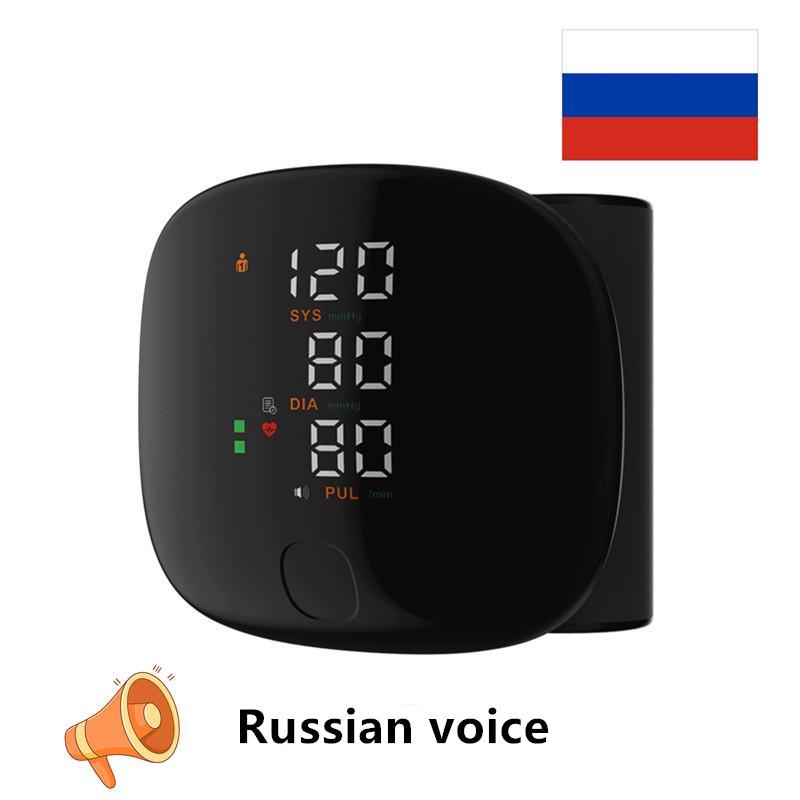 Перезаряжаемый монитор артериального давления на запястье Голосовой смарт-сенсорный светодиодный экран Цифровой автоматический тонометр АД Пульсовый сфигмоманометр сердечного ритма A01