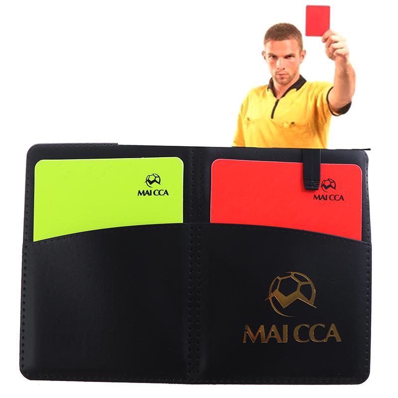 Рефери по футболу, инструмент для записи красной желтой карточки с кожаным чехлом и ручкой