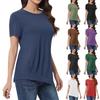 Женские летние топы с короткими рукавами, однотонные рубашки с круглым вырезом, повседневные футболки