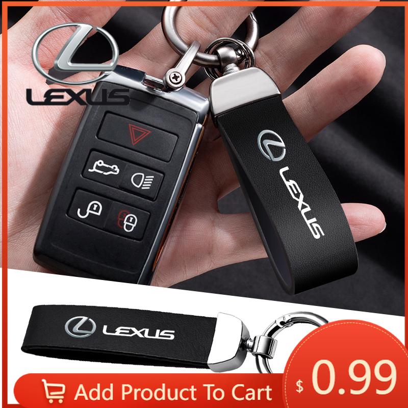 Interior Stickers Car Logo Metal PU Leather Car Keychain Ring Auto Accessories For Lexus F-SPORT ES RX NX LS UX LM LX GX LC RZ I