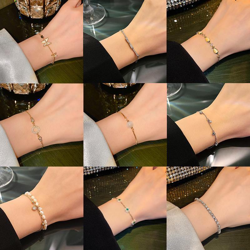 Корейский высококачественный браслет из жемчуга и титановой стали для женщин