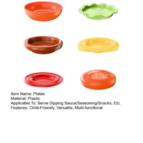 Hamburger Appetizer Plates Set 6-Layer Mini Plate Sets for Dessert Sauces Dip Stackable Serving Dishes for Snacks Sushi Parties