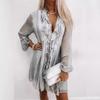 In-stock #416 Loose-Fitting Floral Lapel Long-Sleeved Chiffon Shirt