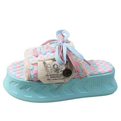 Модные летние женские тапочки 6 см Kawaii, туфли на платформе, модные шлепанцы, сандалии конфетного цвета, повседневная обувь на плоской подошве для женщин