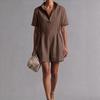 Cross-border European and American casual onesie shorts women's 2026 new short-sleeved waist loose and thin cotton and linen casual wide legs