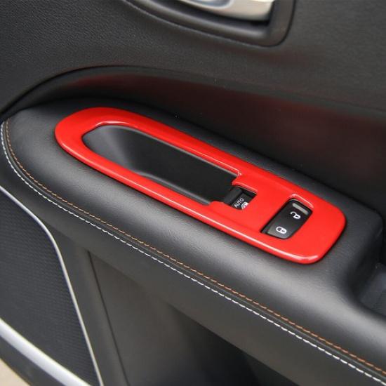 for 2017- Jeep Compass Door Window Lift Switch Cover Panel Trim | ABS | Red