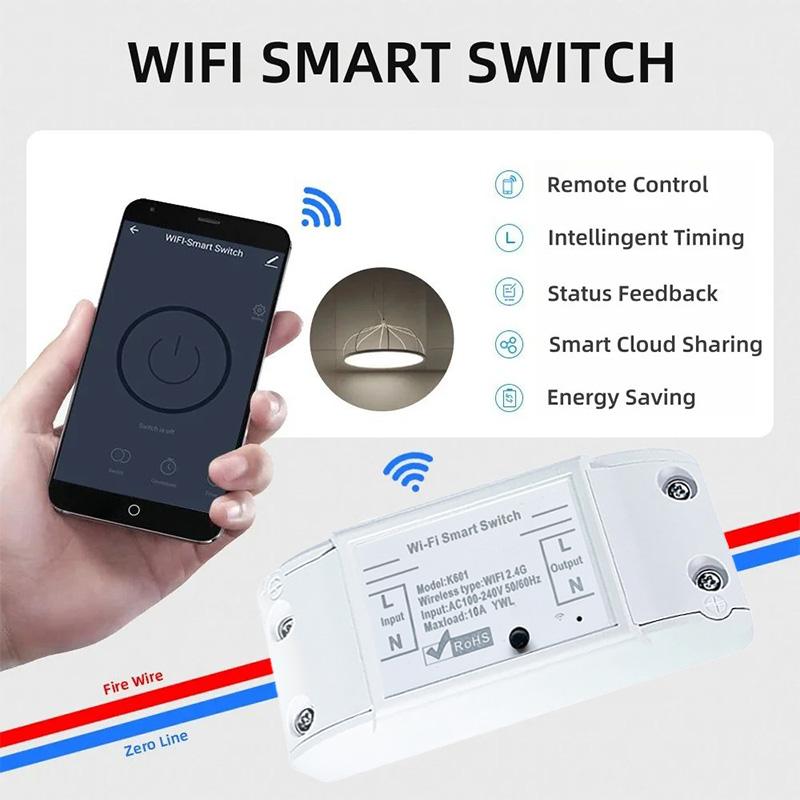 Выключатель Tuya WiFi 433 МГц Универсальный прерыватель 1/2/3 клавиши Беспроводной настенный выключатель Пульт дистанционного управления Голосовое управление Поддержка Smart Life, Alexa, Google