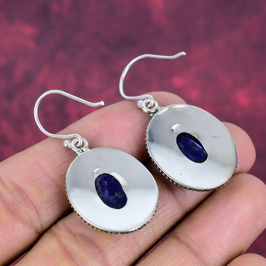 Серьги с синим сапфиром, серьги с драгоценными камнями ручной работы, серьги из цельного серебра 925 пробы, антикварные ювелирные изделия, для подарка на помолвку