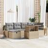 vidaXL 7-piece Garden Sofa Set with Cushions Beige Poly Rattan 3359797