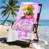 Custom Name Personalized Princess Peach Toadstool Print Beach Towel, for Trip Camping Beach Party Home Decor, Birthday Gift for Family & Friends