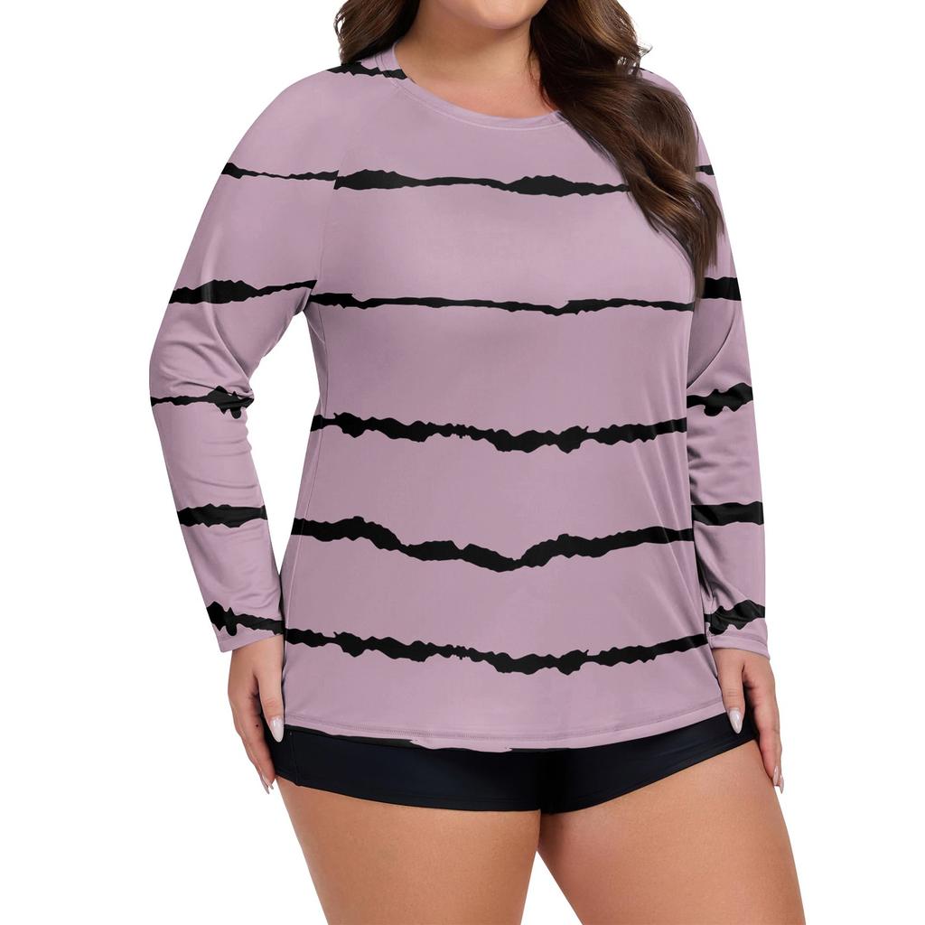 Women's Print Large Size Long Sleeve Swimsuit Sun Jacket Quick Dry Hiking Top