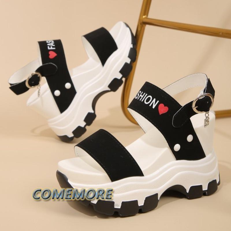 Модные летние спортивные женские босоножки на толстой танкетке и платформе для женщин 2024 года, классические туфли на высоком каблуке, модные, удобные, красные, розовые