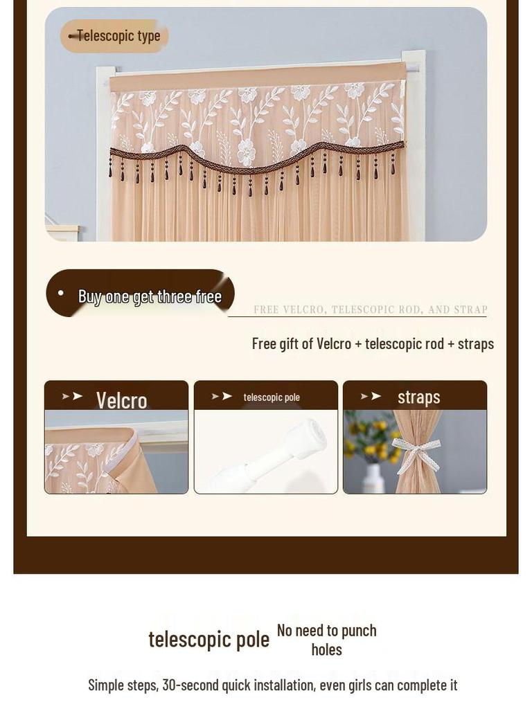 Кружевная двухслойная противомоскитная штора-дверь с перегородкой для приватности для всех сезонов