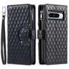Checkered Glitter Crossbody Leather Zipper Wallet Cards Solt Case for Google Pixel 9 Pro 8A 8 7A 7 6A 6 Lanyard Flip Book Cover