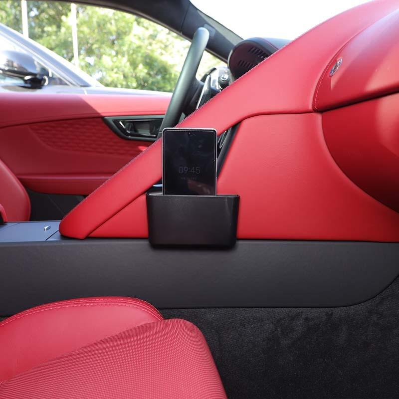 Для Jaguar F-TYPE 2013-2024 ABS Черный Боковой Контейнер для Хранения Центральной Консоли Многофункциональный Лоток для Мобильного Телефона Автомобильные Аксессуары