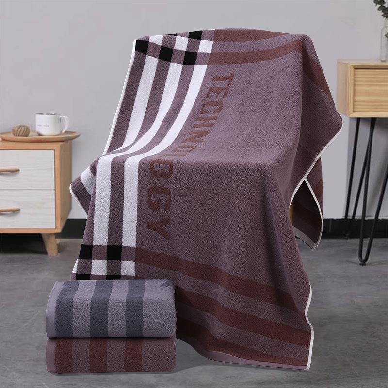 Luxury Yarn-Dyed Jacquard Cotton Bath Towel - Soft, Absorbent, Thick, and Large