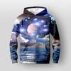 Boys 3D Galaxy Space Hoodie Long Sleeve 3D Print Fall Active Polyester Kids 4-12 Years Regular Fit