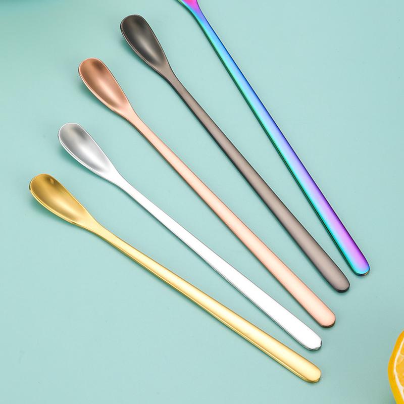Ложка из нержавеющей стали для кофе, мороженого, десерта, чая, ложка для размешивания, для пикника, кухонные принадлежности, барные инструменты, ложка с длинной ручкой
