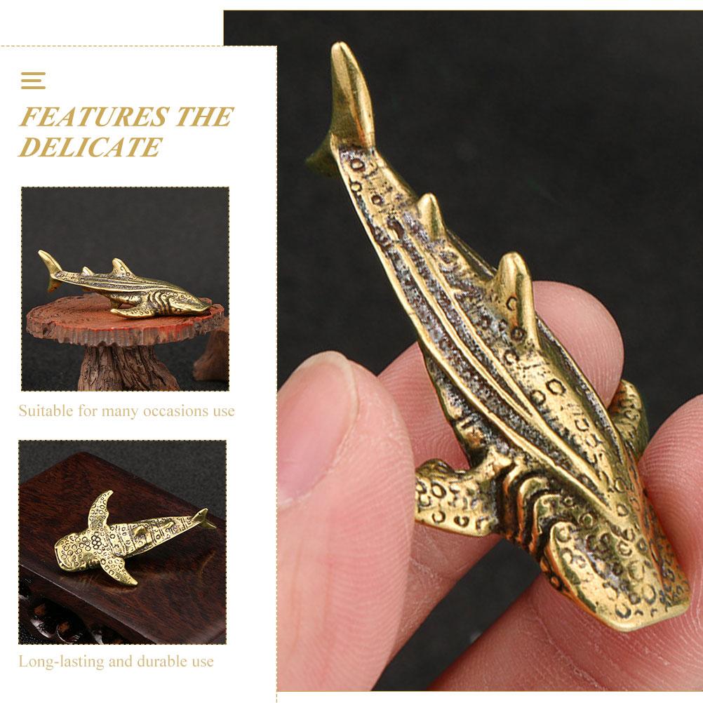 Декор латунный акула орнамент винтажный стиль модель чай питомец изысканный золотой маленький настольный офис