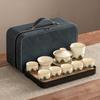 High-end Huang Ru Kiln Travel Kung Fu Tea Set Household Portable Cover Bowl Teacup Teapot Light Luxury Business Gifts