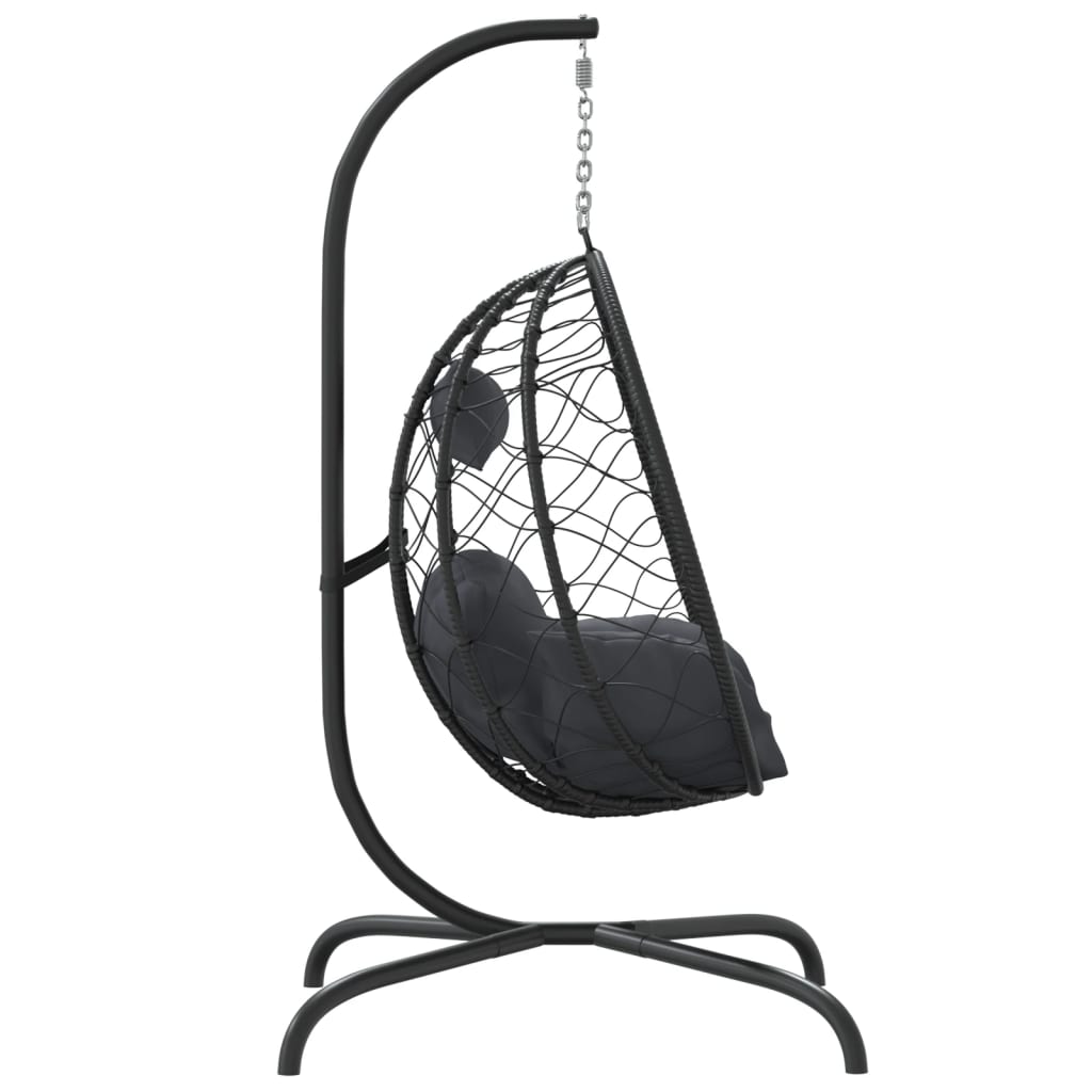 Hanging Egg Chair with Cushions Anthracite Grey Poly Rattan & Steel