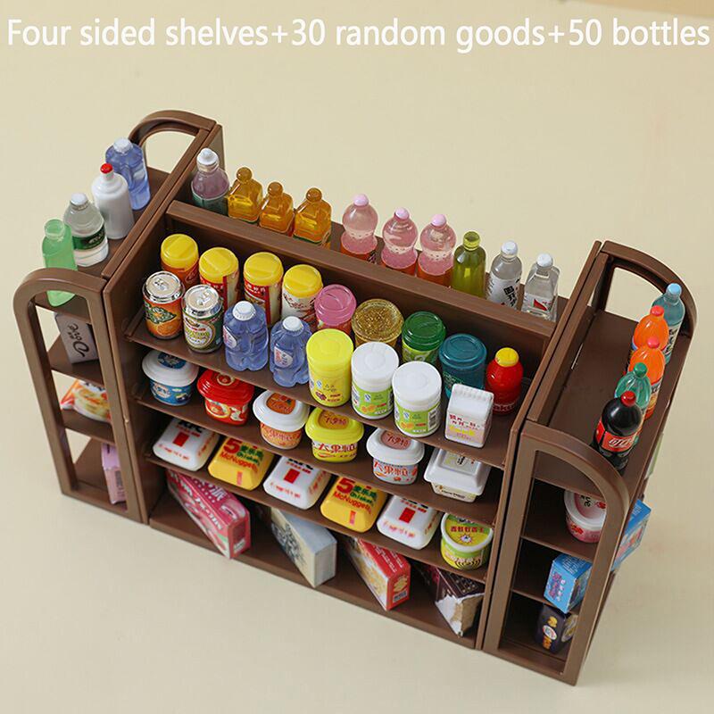 1 Set Doll House Scene Decor Accessories 1:12 Dollhouse Miniature Supermarket Shelf Mini Display Stand Storage Rack Model Toy