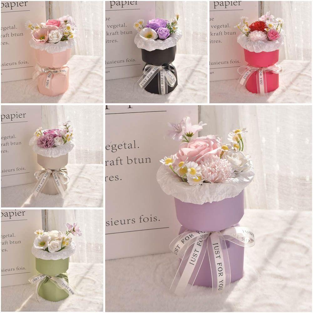 Carnation Rose Bouquet Artificial Hand Holding Soap Flower Decoration Fake Flower  Valentine Day
