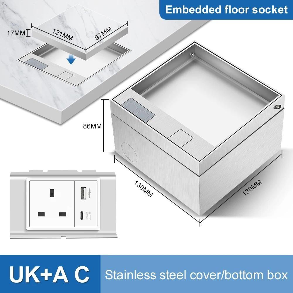 130*130мм Встраиваемая версия Напольная розетка Сменный модуль Силовая розетка Нержавеющая сталь Скрытый адаптер питания