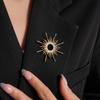 Corsage Ornament Long Hollow Sun Pin Banquet Metal Glossy Brooch Zircon Sun Brooch  Western Clothes
