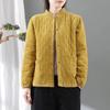 Women Retro Loose Stand Collar Cotton-padded Jacket Autumn Winter Corduroy Cotton Padded Jacket Women Diamond Plaid Short Coat
