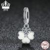 Everle Korea Four-Leaf Clover 925 Sterling Silver Pendant with Inlaid Diamonds (SCC259)