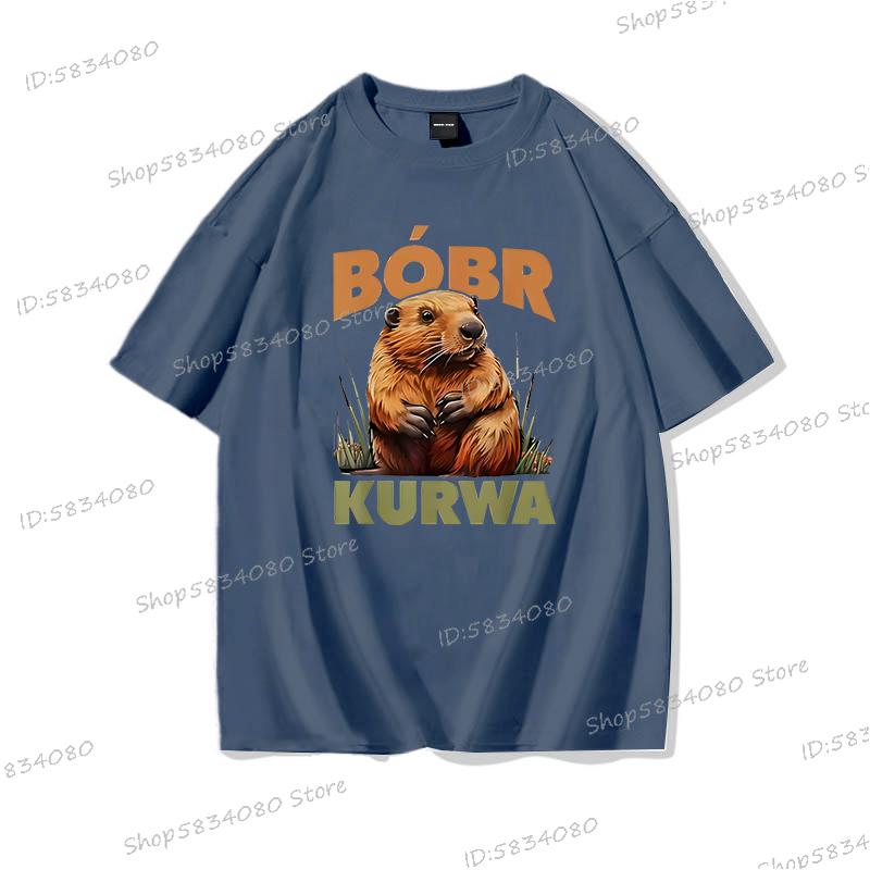 Cartoon Bobr Kurwa Tshirt High Quality 100 Cotton Short Sleeve Tee Tops Kurwa Bober Unisex Fashion Casual Tshirts Graphic Printed