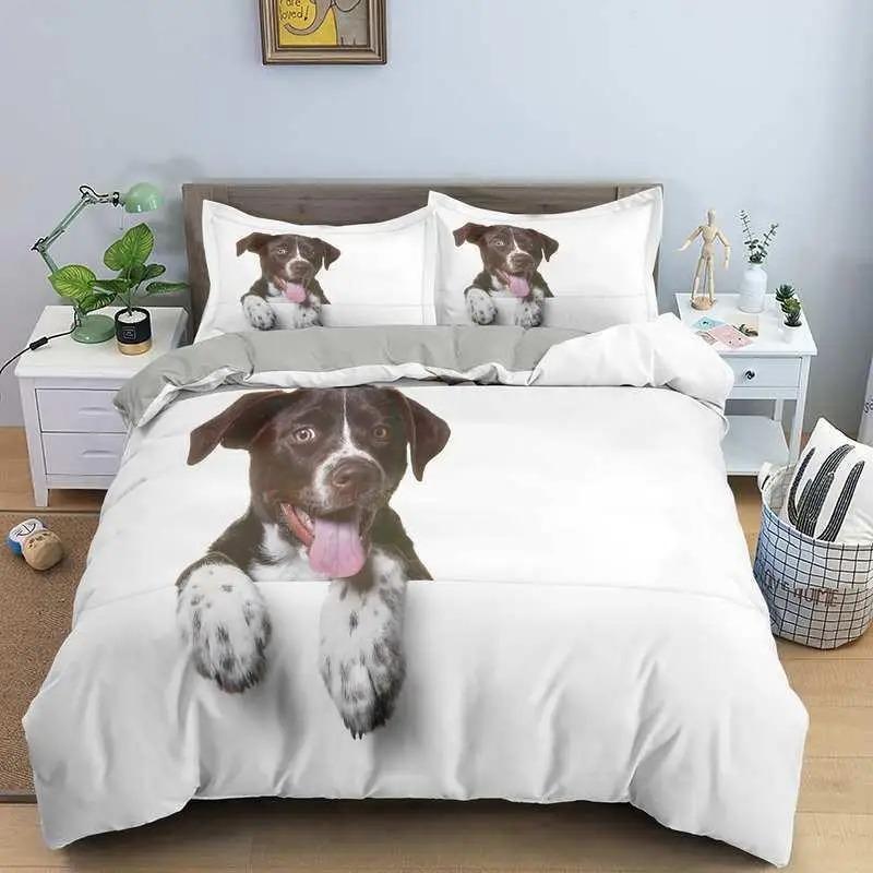 Dog Duvet Cover Collection Golden Retriever Queen Size Bedding Collection For Boys Girls Microfiber 3D Pet Themed Animal Funny Dog Quilt Cover