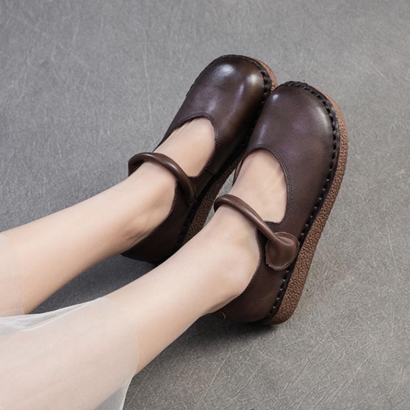 Fashion GKTINOO 2025 Spring New Soft Soled Genuine Leather Retro Flat Shoes Comfortable Lightweight Commuting Women's Shoes