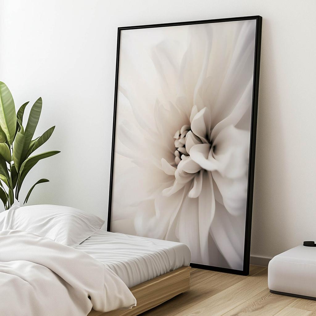 Delicate White Dahlia Delicate White Dahlia, 30X40 Cm, Gold Aluminum Frame, 230 Gsm Matte Paper