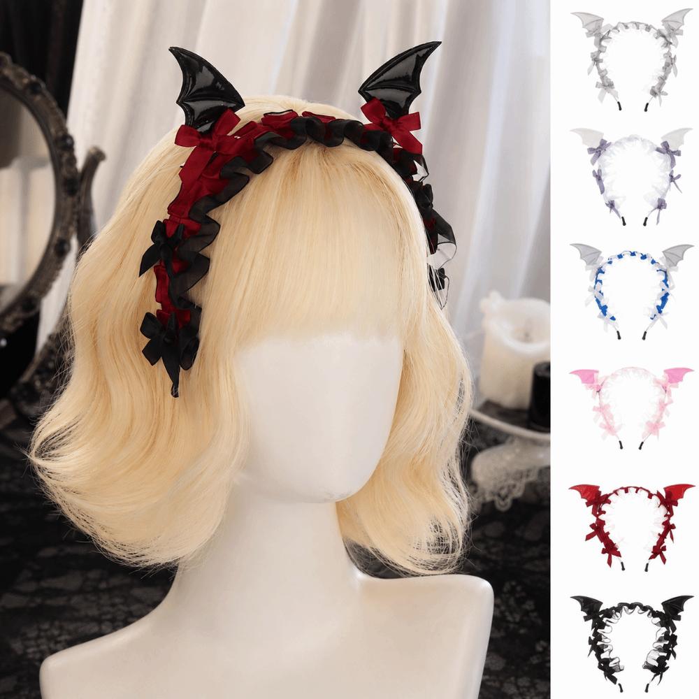 Punk Bat Hair Hoop Bow Gothic Headpiece Dark Style Little Devil Headband  Photo Props