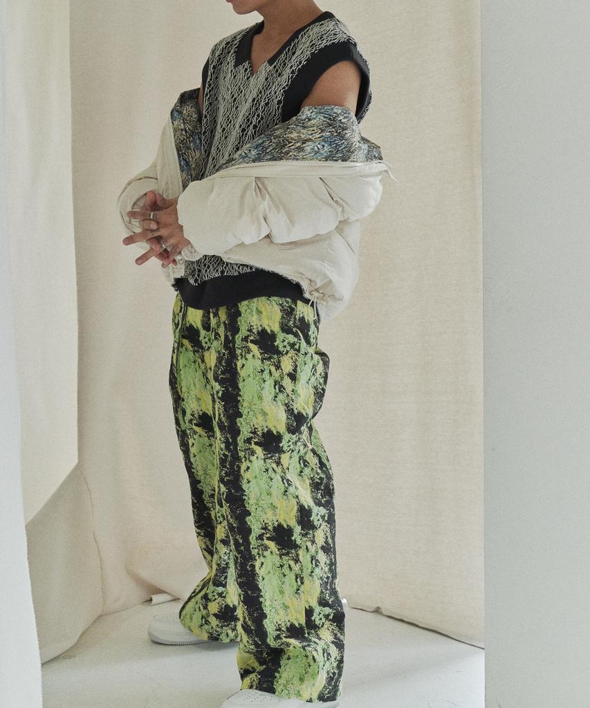 F8KE CHEMICAL CLUB Flower Jacquard Wide Pants Neon