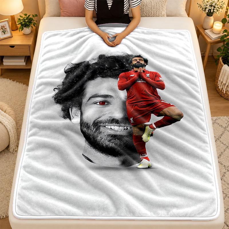 Flannel BlanketMohamed Salah Warm Soft Throw Blanket for Indoor Sofa Bed Living Room Use