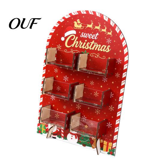 Holiday Window Display Stand Christmas Tree Wooden Candy Stand, Acrylic Drawer Organizer for Box Party Dessert Table, Treat Holder, Festive Home Decor