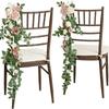 2Pcs Wedding Chair Decorations Aisle Floral Swag Artificial Pew Flowers Hanging Garland for Ceremony Church Rose Floral Faux Arrangement Party Decor